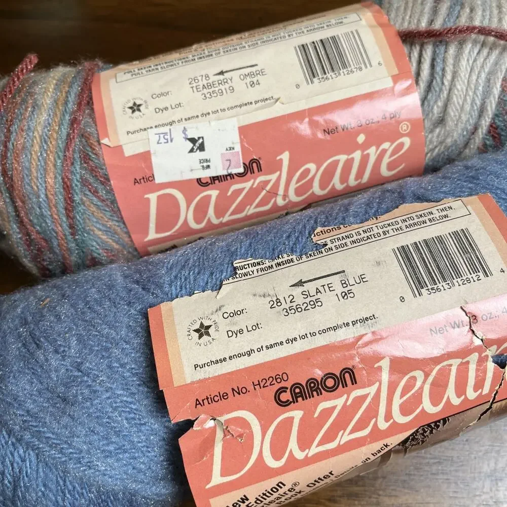 Lot of 6 Vintage Caron Yarn Skeins Various Colors Blue Neutral Green 4 New 2 Use